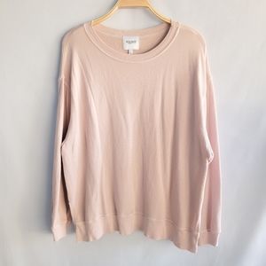 Found Made In LA Pink Terry Knit Cozy Pullover Oversized Sweatshirt Size Medium